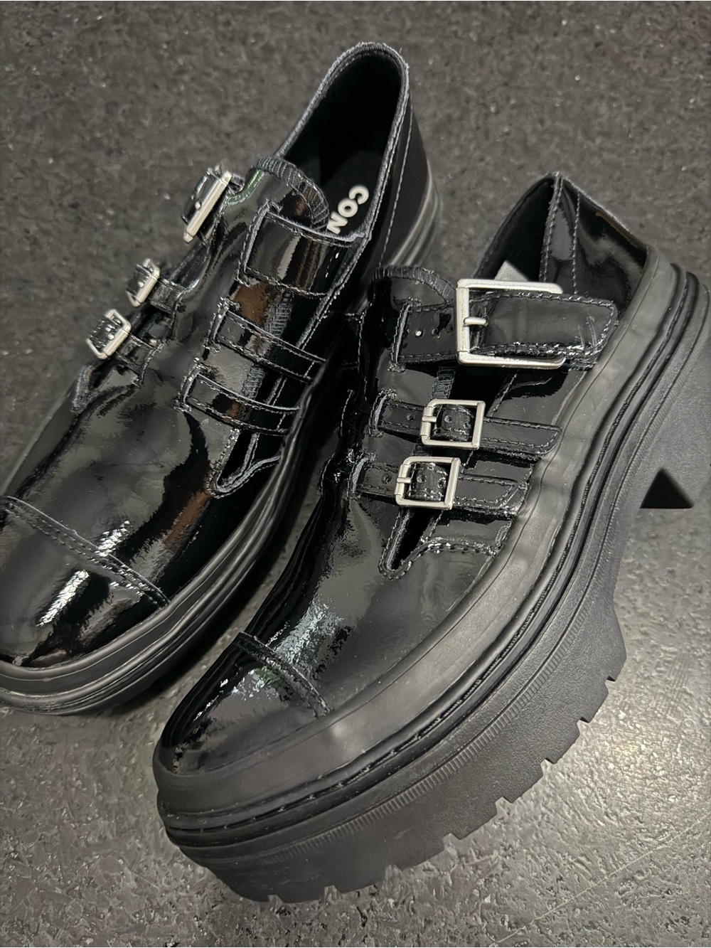 NEW CONVERSE BLACK PATENT CHUCK TAYLOR ALL STAR LUGGED HEEL MARY JANE PLATFORM 8 - Picture 9 of 14